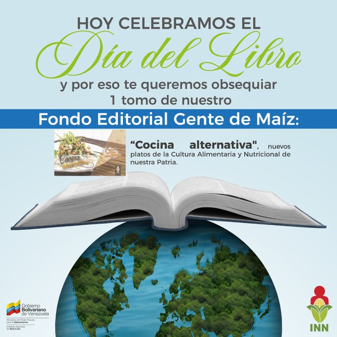 gestionsINN's tweet photo. El Fondo Editorial Gente de Maíz se convierte en una opción maravillosa, hoy día del libro te lo recomendamos. Allí encontraras libros de educación nutricional. @InnVenezuela #SembrandoPatria https://t.co/1tLCUdPgse