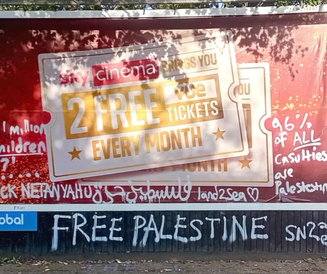 Pro-Palestine billborad graffiti in the UK. #Free_Palestine🇵🇸