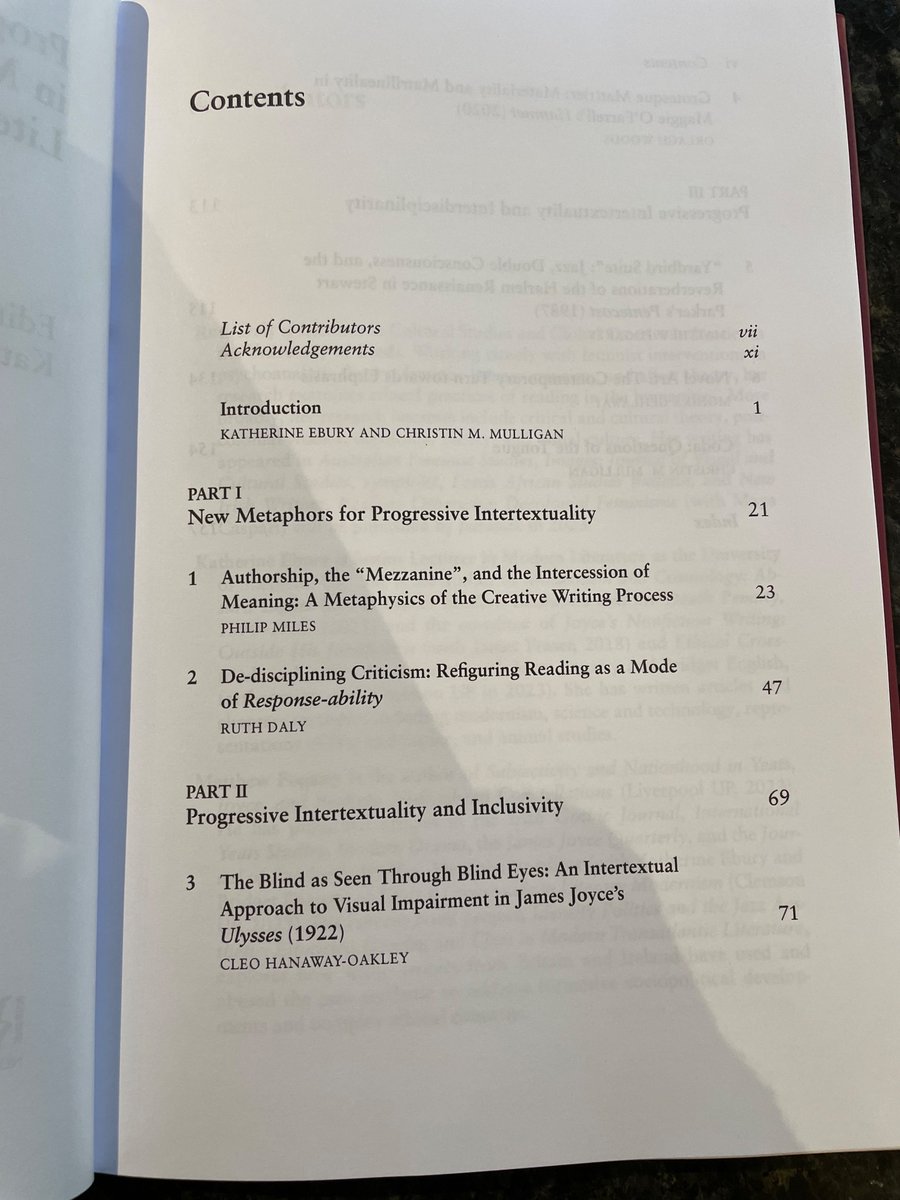 Katherine_Ebury's tweet photo. Happy publication day to ‘Progressive Intertextual Practice in Modern and Contemporary Literature’. Thanks to my coeditor @genuinechristin and to contributors Philip Miles, Ruth Daly, @CleoHanaway, Orlagh Woods, @drmattfogarty  and Monika Gehlawat. https://t.co/99nfslhx5o