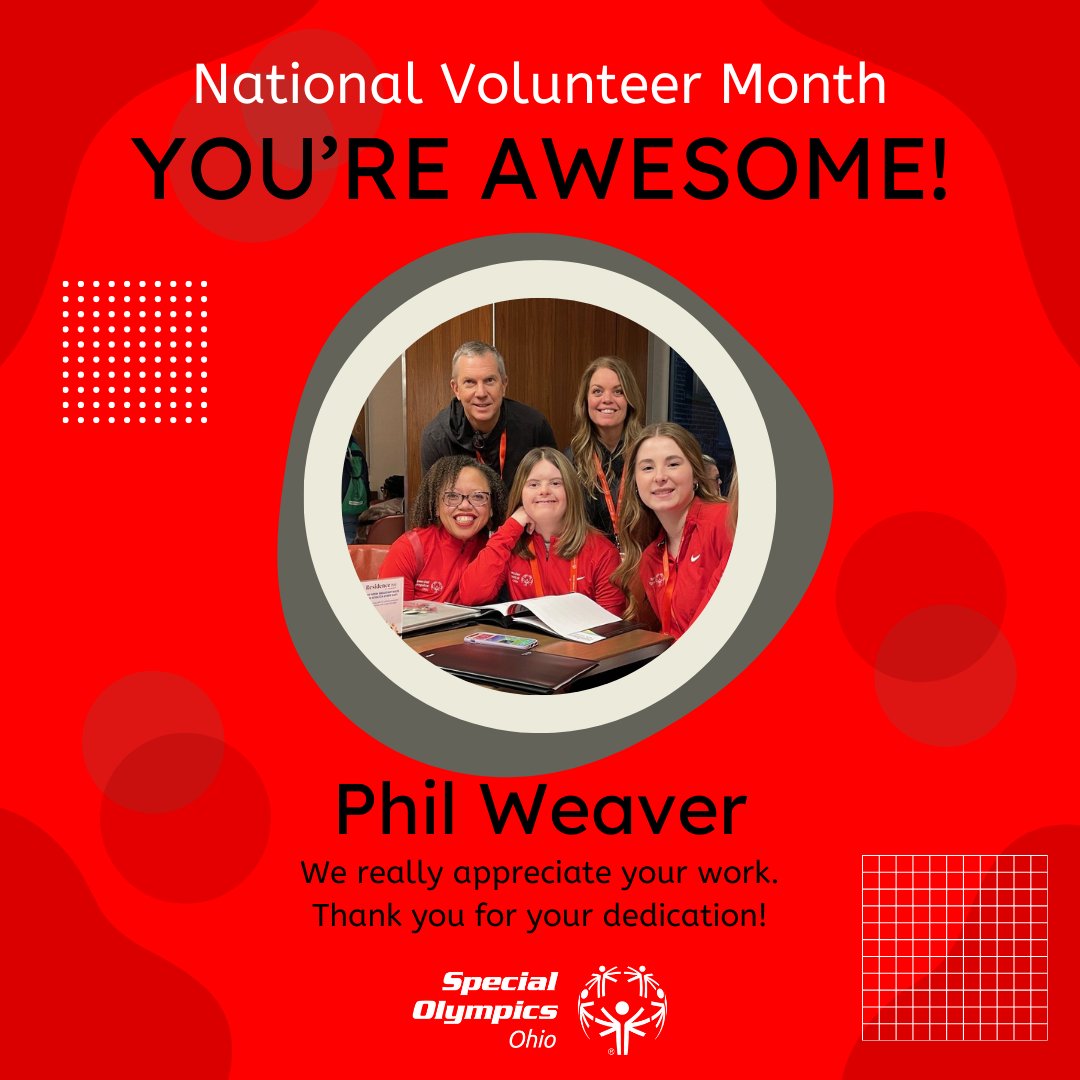 April is #NationalVolunteerMonth! Phil Weaver has served on the Special Olympics Ohio Board of Directors for the past four years as both Treasurer and currently, as Vice-Chair. Become a volunteer: sooh.org/as-a-volunteer/ #Volunteer #SOOH