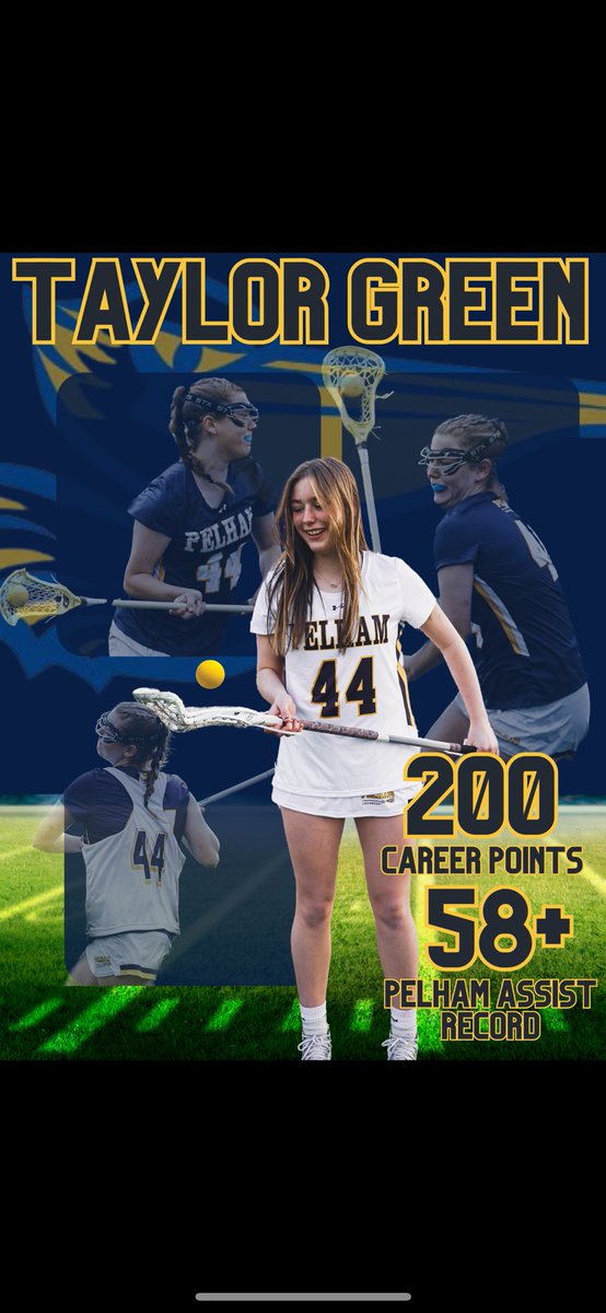 PELHAM_GIRLSLAX's tweet photo. 🚨 MILESTONE/ RECORD ALERT 🚨 

CONGRATULATIONS to our POWERFUL LEADER Taylor Green who surpassed 200POINTS and BROKE the SCHOOL RECORD FOR ASSISTS in the past two games. She gives it her all and leaves everything she has on the field. SO MUCH MORE TO COME 💙💛 @Dawgs44T https://t.co/2UZ9PYPuwk