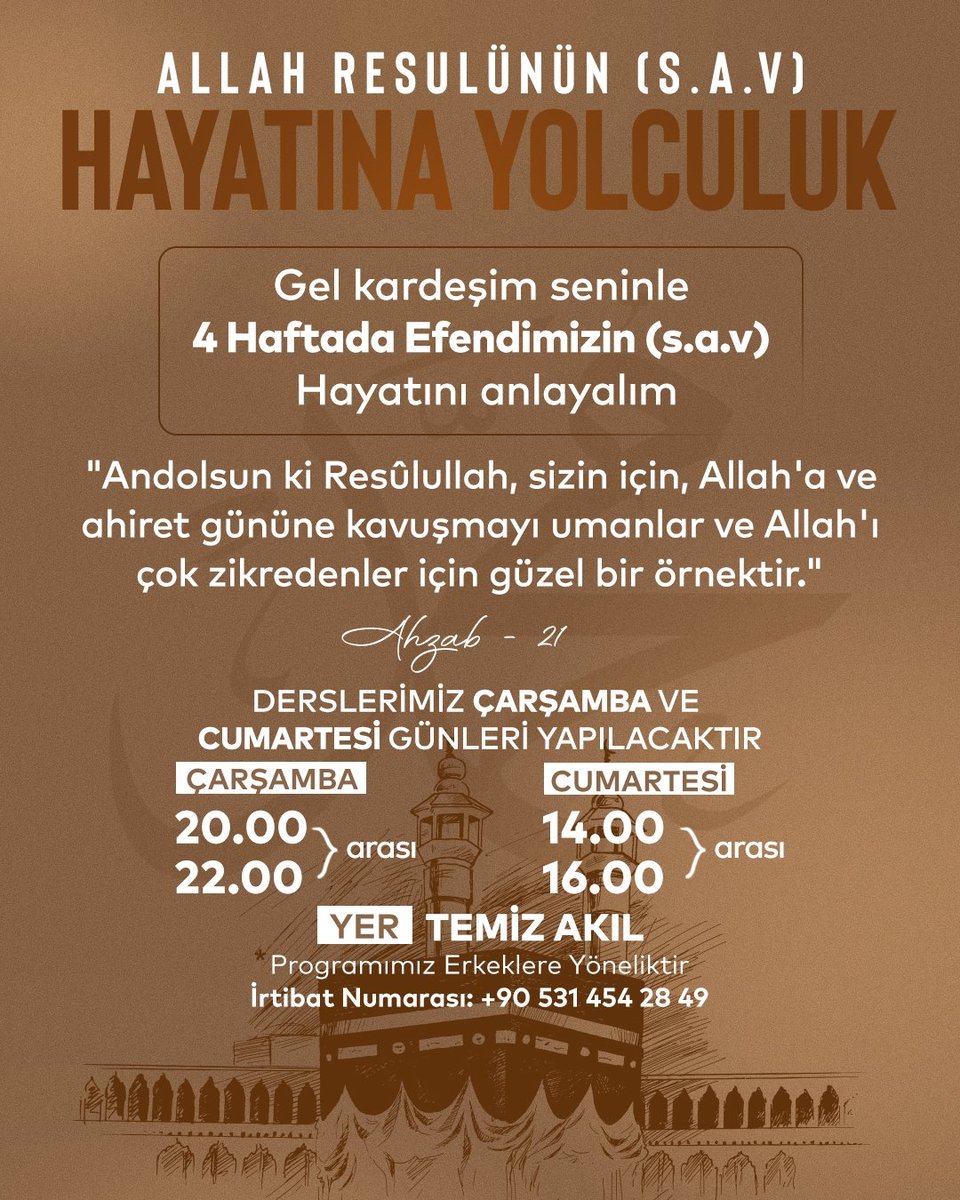 ❗BU KUR KAÇMAZ 🏃‍♂️ ✔️ 4 HAFTA - 8 DERS Peygamber Efendimiz'in Hayatını yakından tanımaya ne dersiniz? Bizimle iletişime geçerek siz de yerinizi ayırabilir siniz. İrtb: 0531 454 28 49 #siyer #efendimiz #4hafta #egitim #adana #Gaziantep #başvuru #gelişim #ders