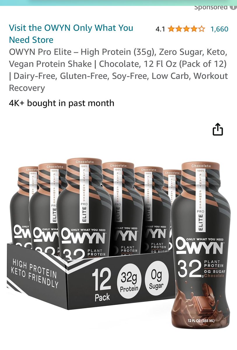 WeenLebowski's tweet photo. @bucktwentyjack @NewClothesForMe I survive on these - non-dairy, plantbased protein and it actually tastes good 😊 #OWYN https://t.co/bUk52aZEUD