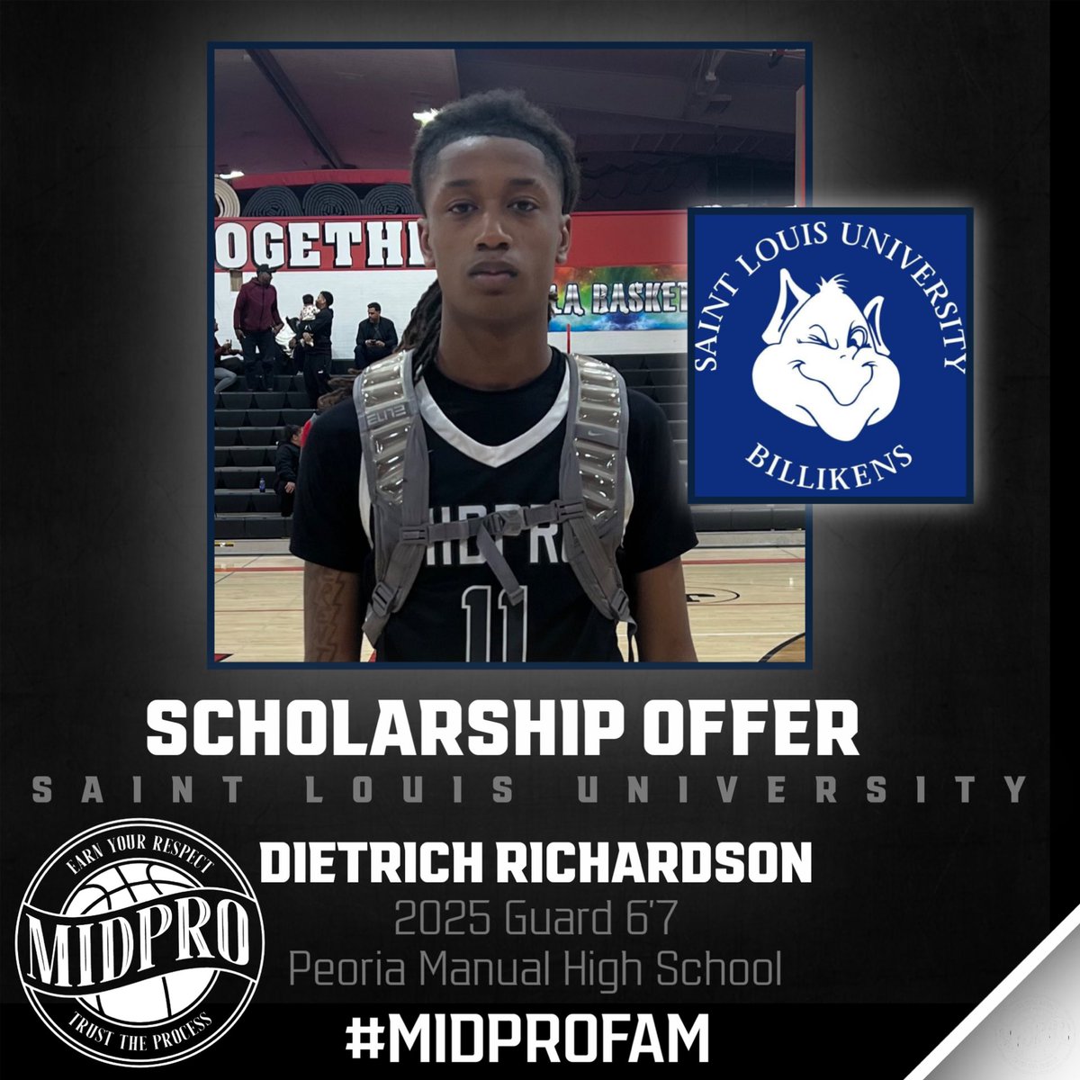 Midwest Prospect Academy (@midproacademy) on Twitter photo 2025 G 6β7 Dietrich Richardson (<a href="/DietrichR_11/">Dietrich Richardson</a> ) has received a scholarship from St Louis University.
#MidProFam #ThisIsWhatWeDo #TrustTheProcess #EarnYourRespect 2025 G 6β7 Dietrich Richardson (<a href="/DietrichR_11/">Dietrich Richardson</a> ) has received a scholarship from St Louis University.
#MidProFam #ThisIsWhatWeDo #TrustTheProcess #EarnYourRespect