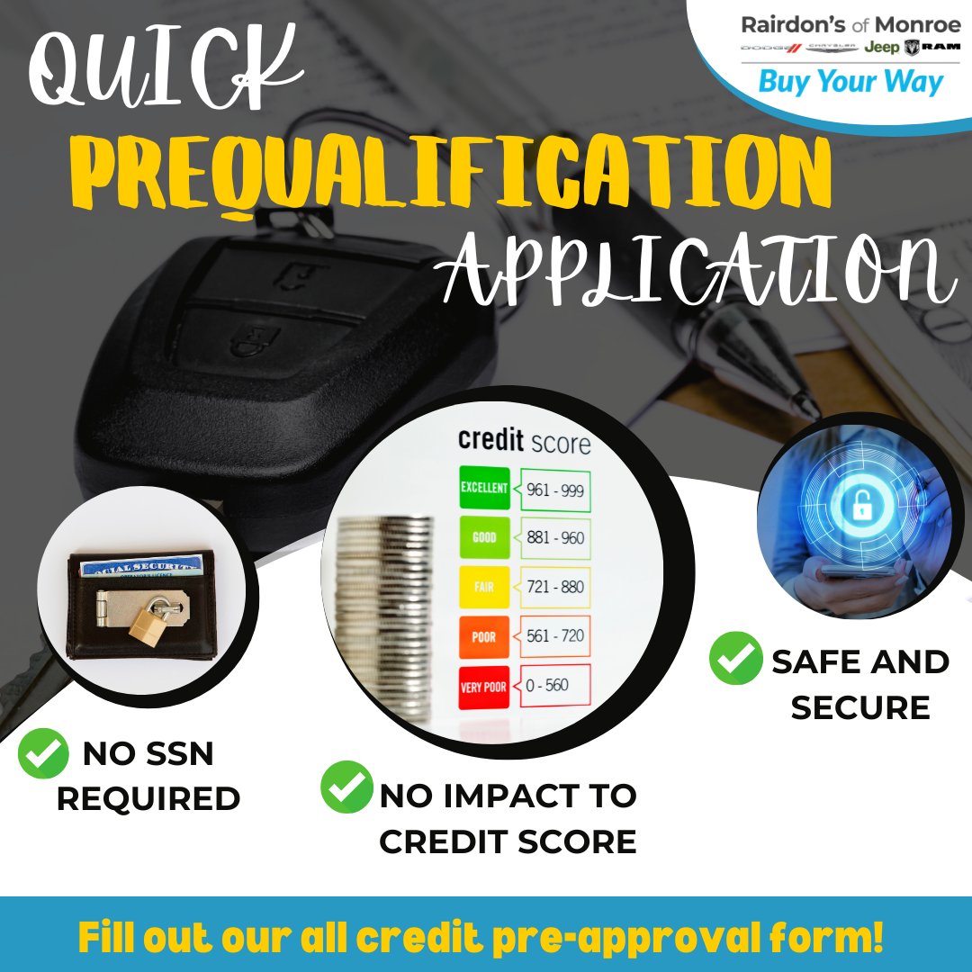 RairdonMonroe's tweet photo. Turn the key to opportunity! 🔑 

Our streamlined process can make financing your next vehicle a breeze.  

📝 Start Your Pre-Approval Form Here: https://t.co/gTd2EE098D

#RairdonAutomotiveGroup #DCJR #MonroeWA https://t.co/jFpD0uQPga