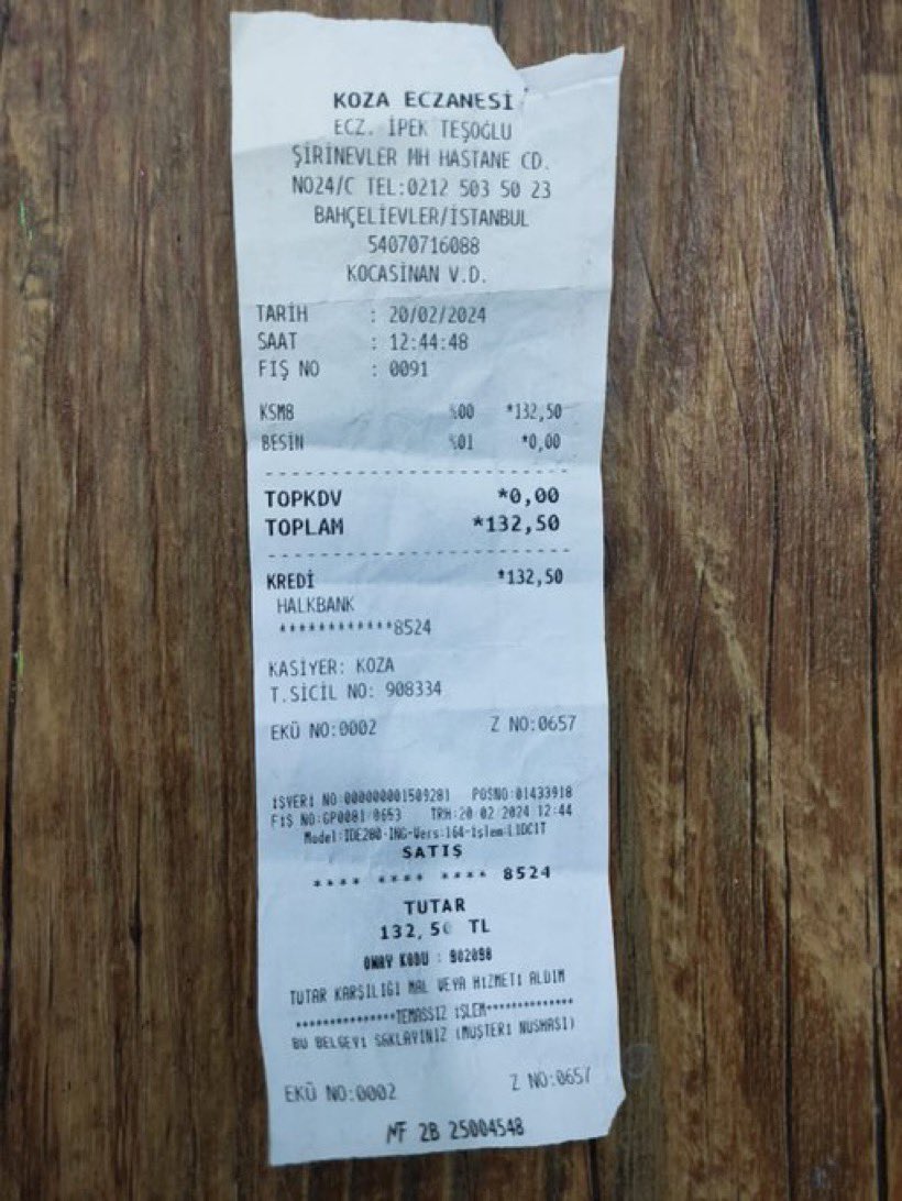 denetlecomtr's tweet image. Eczanede reçete karşılığı verilen ilaçlara %1 KDV’li  “besin” fişi kesilmiş.

Bi ilgilenseniz iyi olur @tebkurumsal @vdksosyalmedya