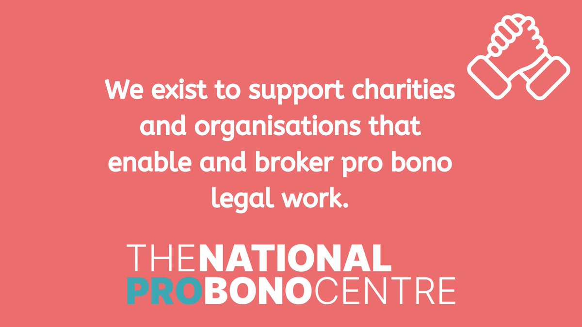 The National Pro Bono Centre is committed to supporting pro bono work in all its forms and contributing to a range of projects and initiatives requested by those working in pro bono charities.

Find out more about our projects - nationalprobonocentre.org.uk/what-we-do/pro…

 #WeDoProBono #ProBono