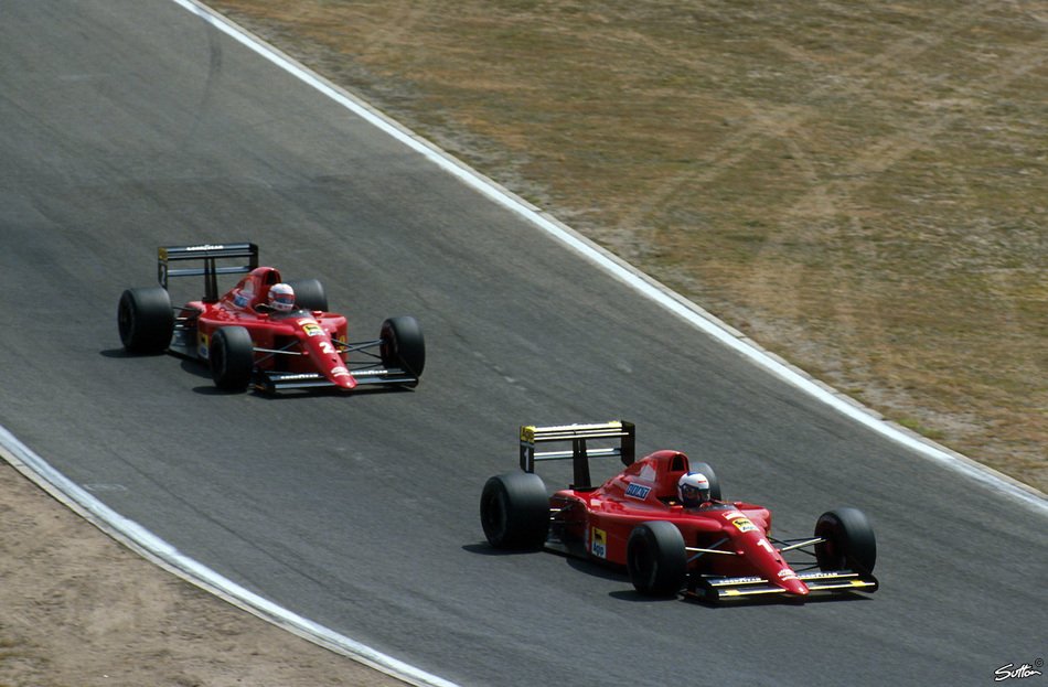 Alain Prost (Ferrari #1), Nigel Mansell (Ferrari #2) Hockenheim 1990