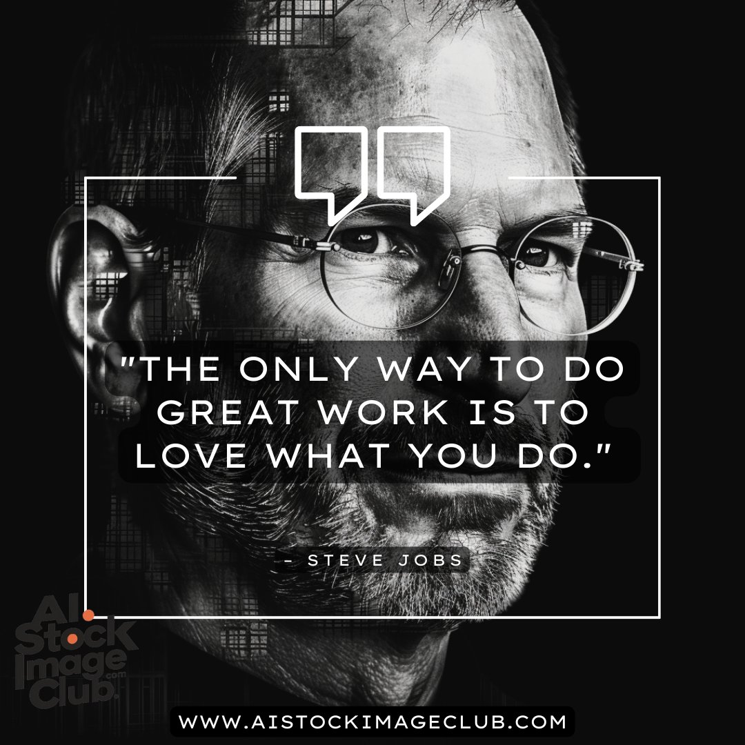 📢👉🏻'The only way to do great work is to love what you do.' – Steve Jobs
#aistockimageclub #savvyentrepreneur #stockimages #stevejobs #applecomputer #stevejobsquote #aiimages