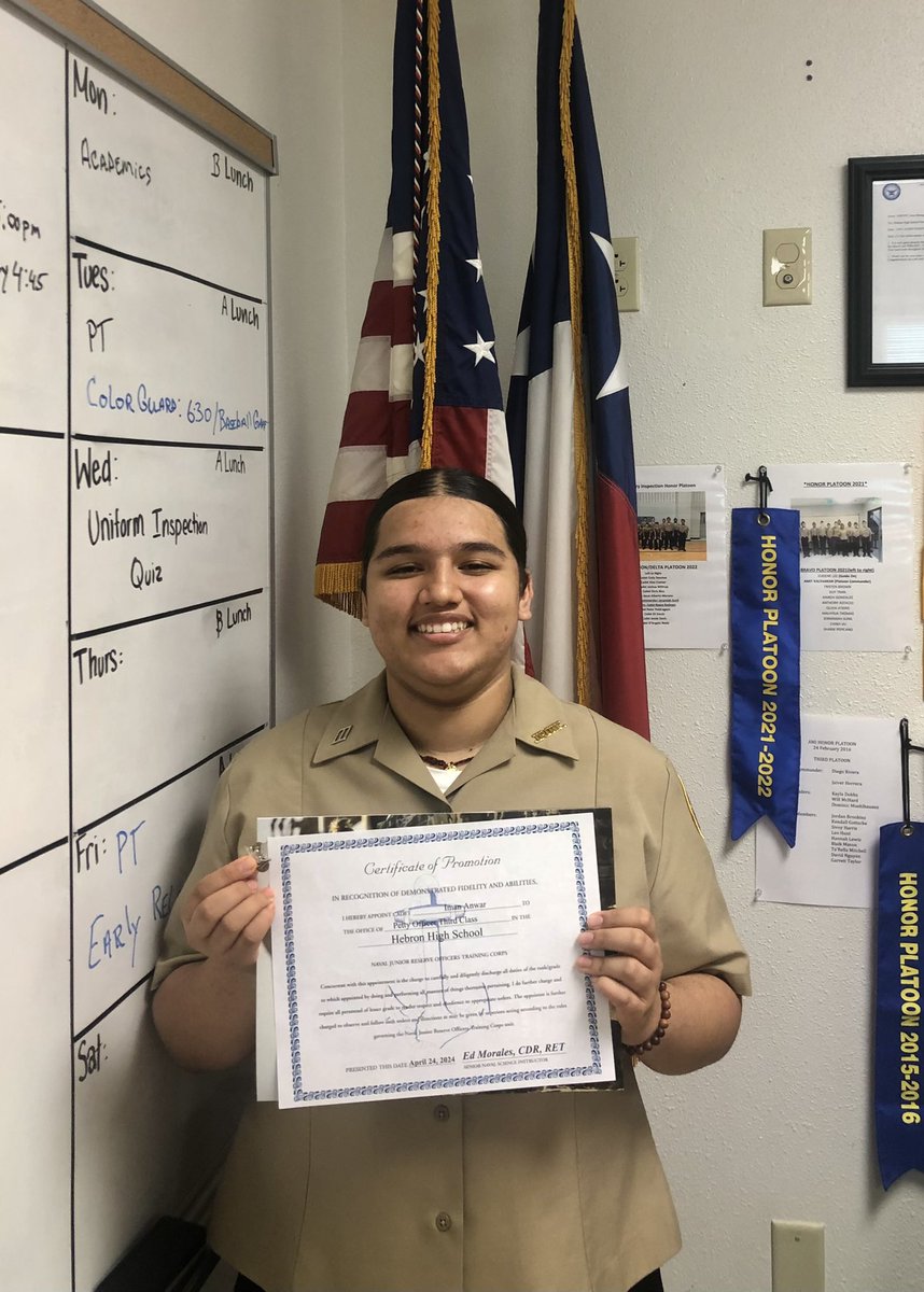 Congrats to Cadet Iman Anwar for her promotion to Petty Officer Third Class. Keep up the great work! We’re super proud of her.