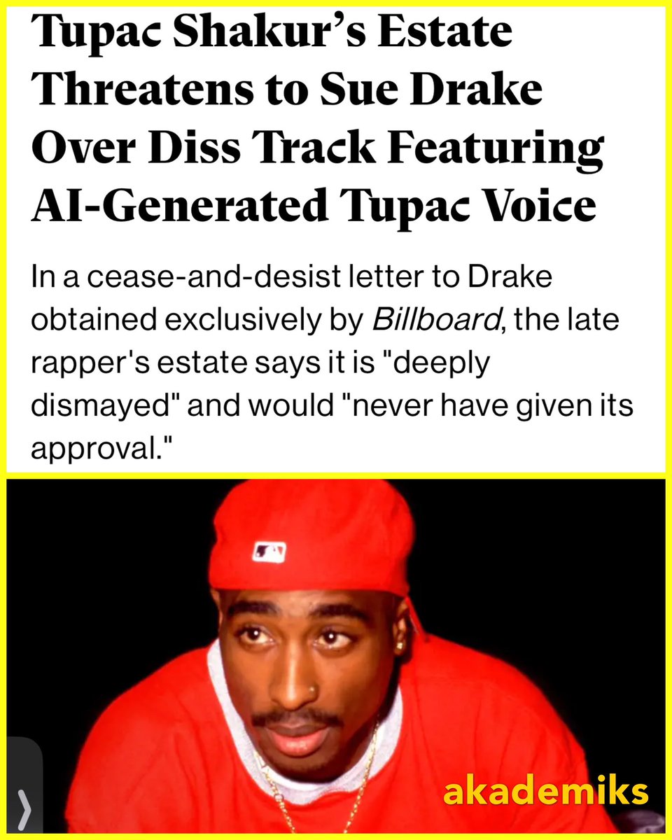 Tupac estate threatens to sue Drake over unauthorized AI assisted diss track aimed at Kendrick Lamar
