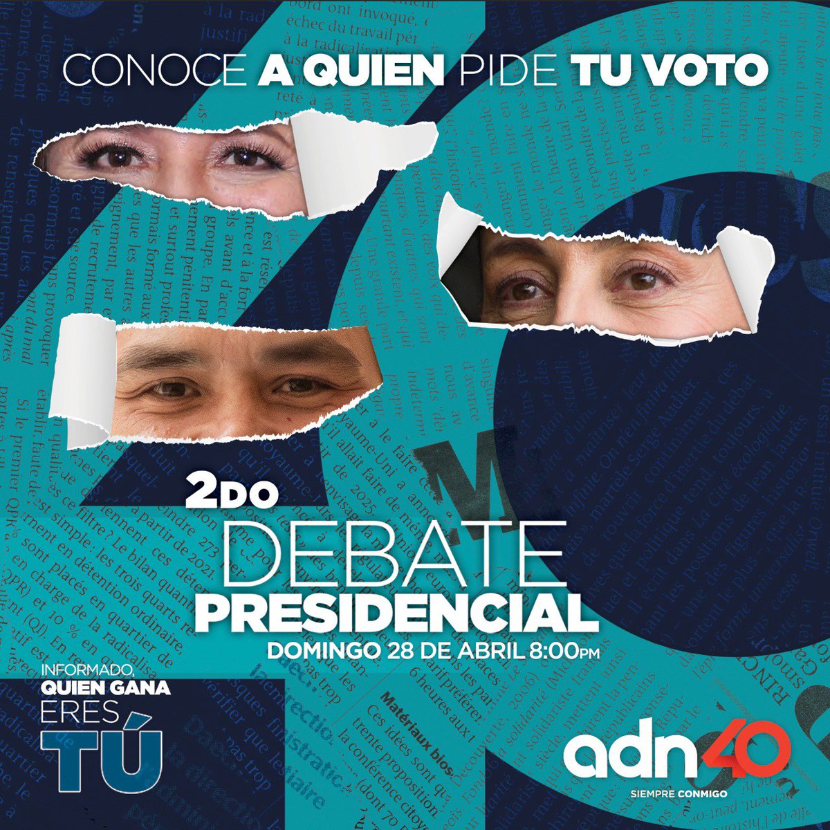 #VotaMéxico2024 | En adn40 tendremos la cobertura minuto a minuto del segundo #DebateINE, no te pierdas todos los detalles el próximo domingo 28 de abril a las 8pm 🗳️