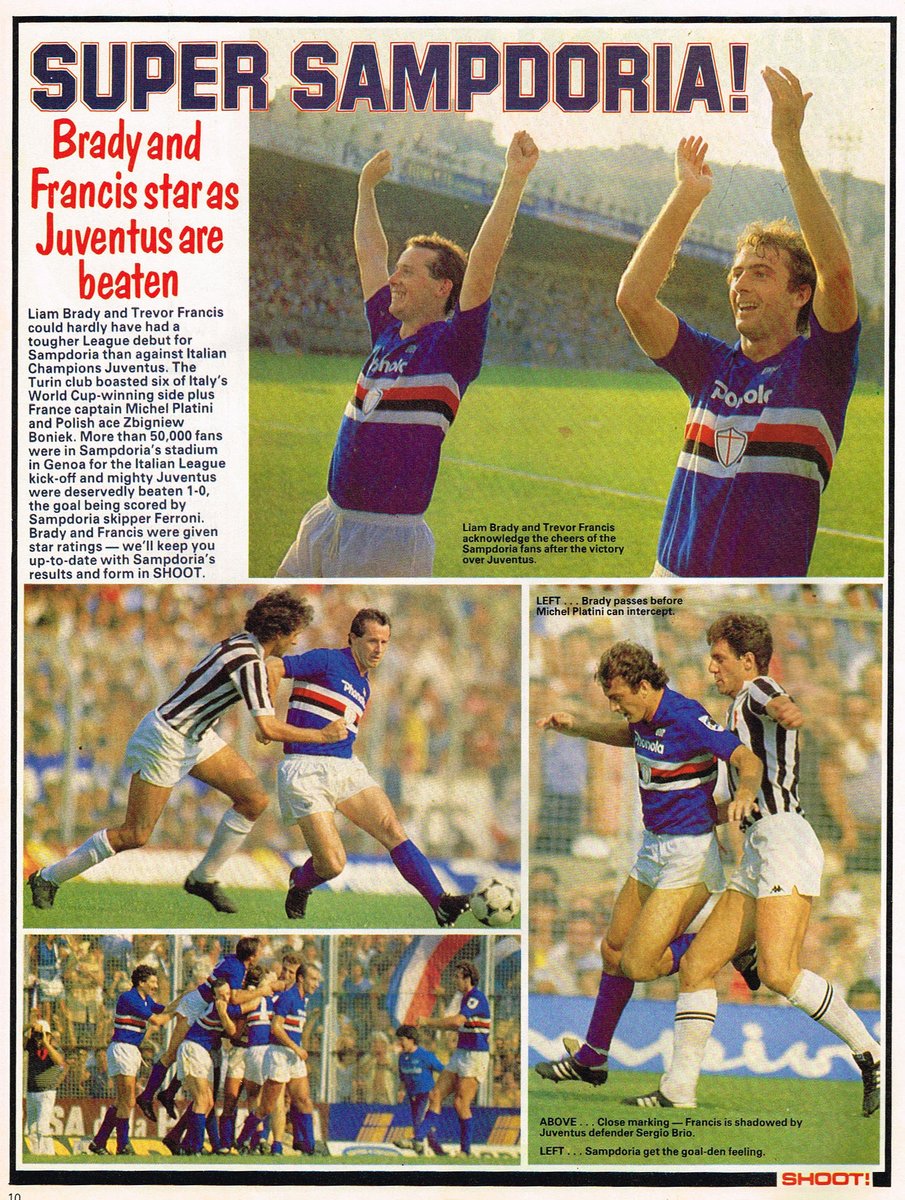 Super #Sampdoria! Brady and Francis star as #Juventus are beaten #LiamBrady #TrevorFrancis #Shoot! 1982-10-09