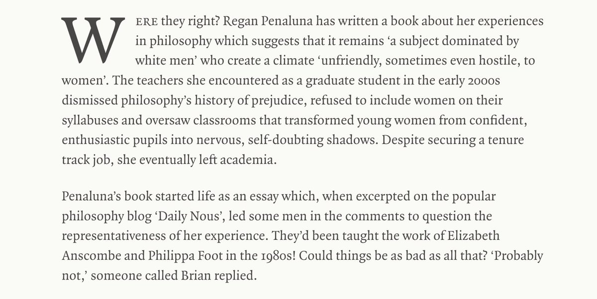 I love Sophie Smith's essay about women philosophers in this issue of the @LRB. Someone Called Brian Replied could be the title of my email inbox-memoir lrb.co.uk/the-paper/v46/…