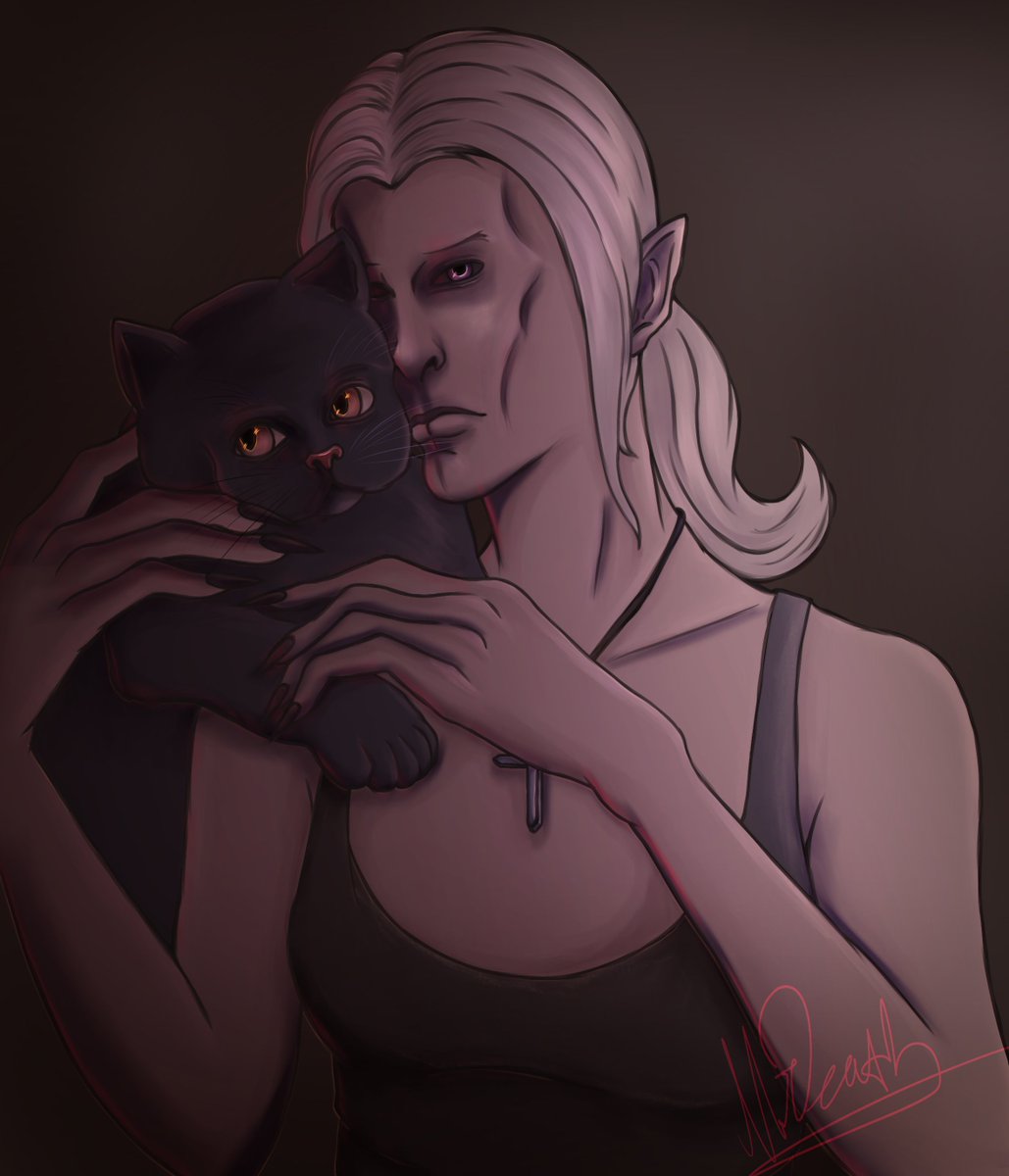 MessiahsDeath's tweet photo. My character is in the VTM role-playing game. A girl from the Nosferatu clan with her pet :3
#art #digitalart  #vampire #vampirethemasquerade #vtm #nosferatu #cat #worldofdarkness https://t.co/92uac5QlNo