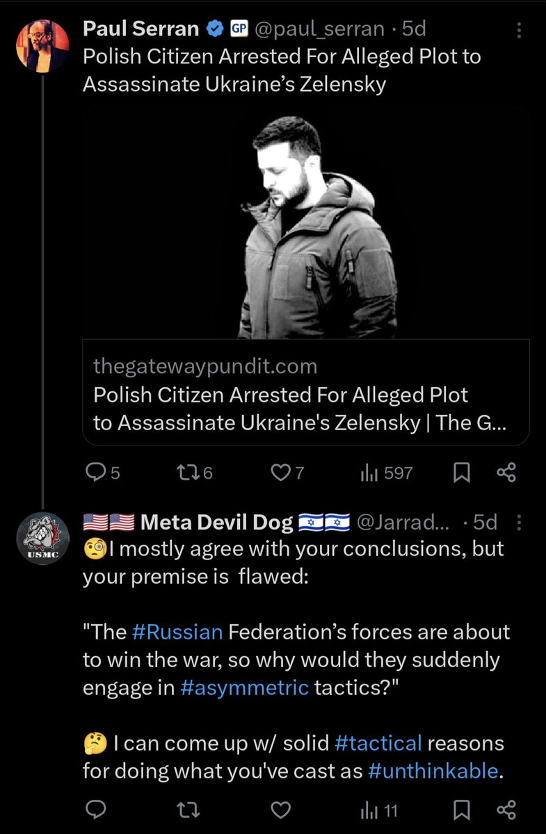 <a href="/gatewaypundit/">The Gateway Pundit</a> 🧐Forced to swear off <a href="/Paul_Serran/">Paul Serran</a>. Blocked me for this innocuous comment. Definitely shines negative light on #GP. We're on the same team &amp; that guy is terrified of my simple words challenging his premise. What's he gonna do if confronted by a #Marxist? Melt? Burst into flames?