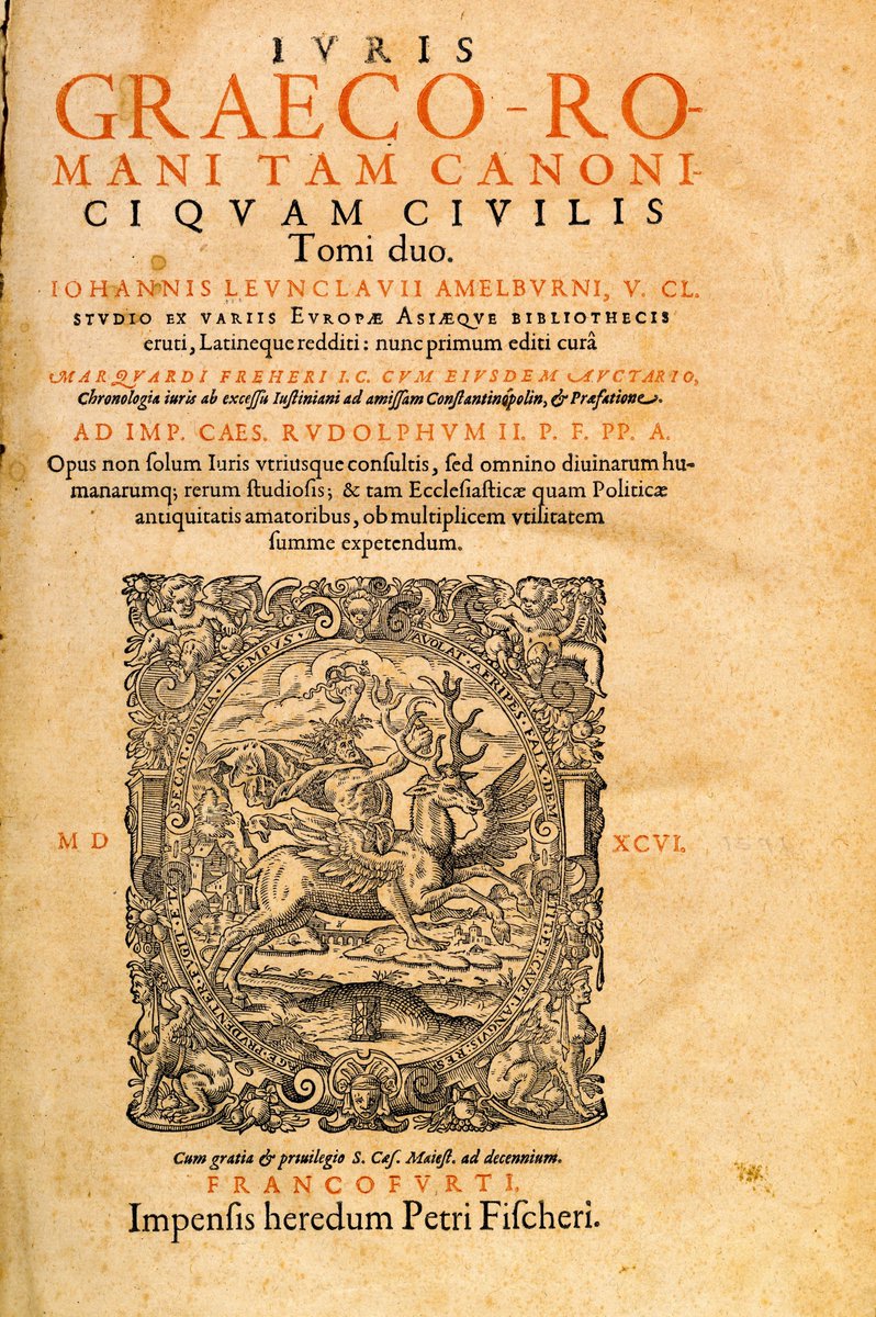 Celebrating #lawday with 2 books from our collection. From 1596, Juris Graeco-Romani Tam Canonici Quam Civilis Tomi Duo, written by Johannes Leunclavius it covers Greek-Roman canon & civil law. Corpus Juris Canonici, on canon law was written by Jean-Pierre Gilbert in 1735.
