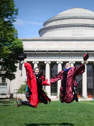 📷: Diana Shin Cheng ’04 & John Bernard Gonzalez Jr.’04 jumping in Killian Court and with their adopted son. The pair are celebrating their 20th reunion. #TechReunions bit.ly/3TBG8W7