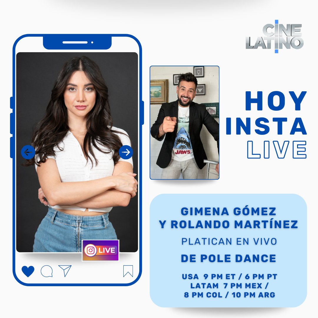 ¡HOY!👉Es el IG Live con la actriz Gimena Gómez😍. Hablará sobre su gran papel en la película 🔥POLE DANCE🔥. Únete a las 9PM ET/6PT/7MEX/8COL/10ARG por nuestra cuenta de Instagram o por ⭐@lagimenagomez. ¿Ya preparaste tus preguntas?🤩. #Cinelatino