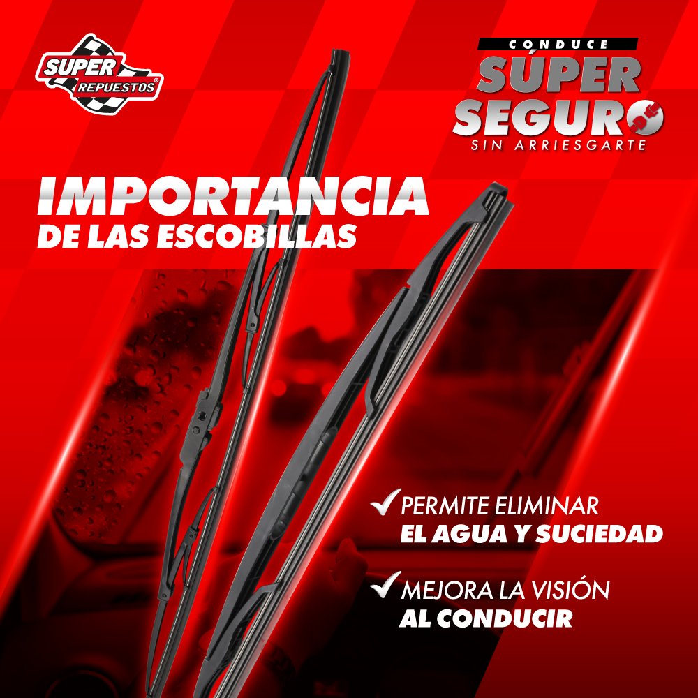 Las escobillas son de suma relevancia para esta temporada de lluvias, ya que su función principal es mantener la visibilidad óptima mientras conduces, disminuyendo contratiempos y asegurando cada viaje. 🛡️ 🚗 ​

#SuperRepuestos #DondeCompranLosExpertos #MantenimientoPreventivo