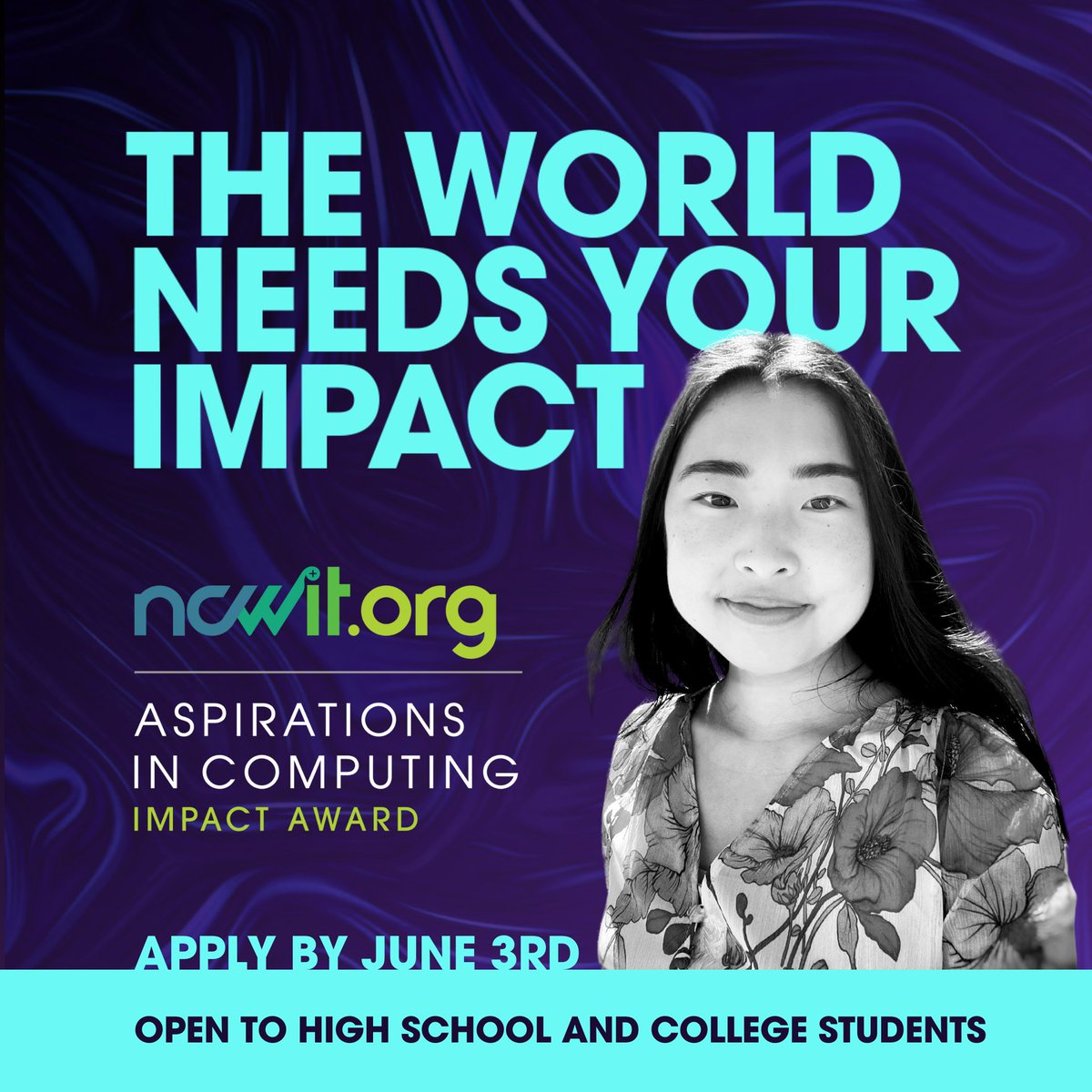 Join the #AiCcommunity to apply for the #NCWITAiC Impact Award! We’re accepting applications from all members, not just previous winners! Get started today! 💪🏿 You can save as you go: aspirations.org/impactaward The deadline to apply is June 3rd for a chance to win a $500 prize! 💸