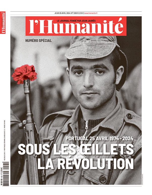 À la Une de L’@humanite_fr ce jeudi, 25 avril 1974-2024 - Sous les œillets, la révolution #Portugal