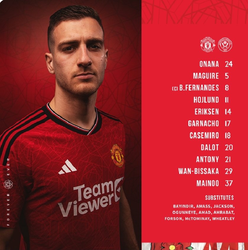 United Line Up is Out #ManchesterUnitedFC