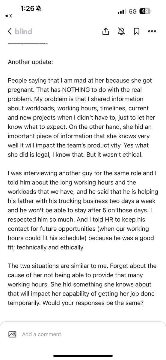 A hiring manager on Blind goes on a rampage because someone he hired withheld that she was pregnant during the interview process.