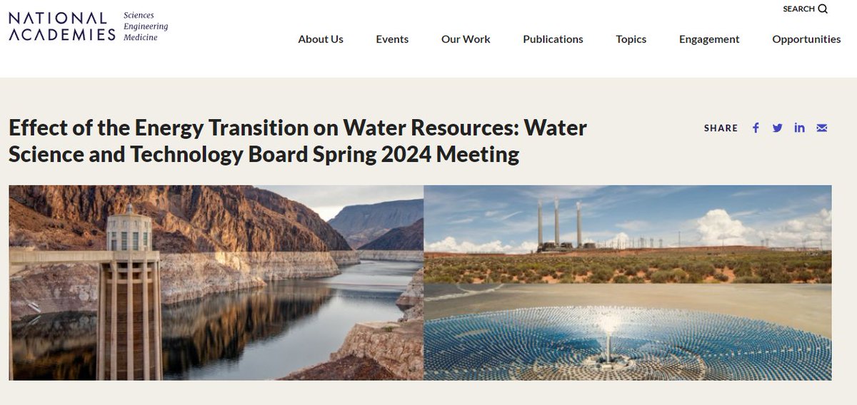 Coming up April 29 from 11 a.m. to 4 p.m. ET, the @theNASEM Water Science and Technology Board, including Institute’s Jordan Fischbach @fischinwater will be holding their spring meeting “Effect of the Energy Transition on Water Resources” More here ow.ly/Hmu150Rnok2