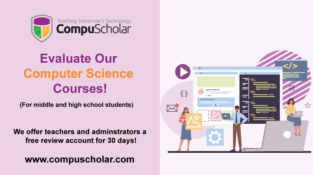 Teachers, request your FREE review account to start teaching #ComputerScience with CompuScholar! You’ll receive full access for 30 days with the ability to evaluate all of the courses + materials. #edtech #CSforAll #stem #edchat #AI #education

Learn more: ow.ly/oahH50BvcuG