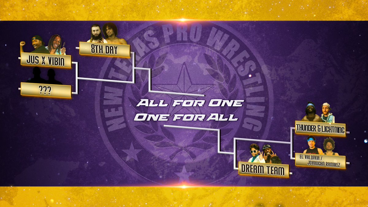 🚨BREAKING🚨 The Second Annual All For One, One For All Tag Team Tournament will take place over the next couple of months with the WINNERS receiving a guaranteed New Texas Pro Tag Team Championship Match OR an opportunity to face each other with the winner getting a guaranteed