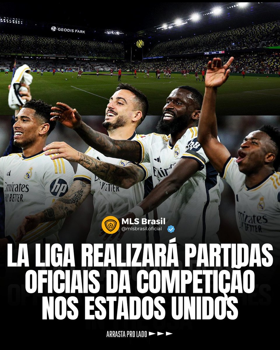 MLSBrasil's tweet photo. Javier Tebas, presidente da La Liga, anunciou que a competição espanhola jogará partidas oficiais nos Estados Unidos na temporada 2025-26.

O que acha, fã de soccer?

#mls #laliga #futbol MLS https://t.co/Qz2Fibhr61