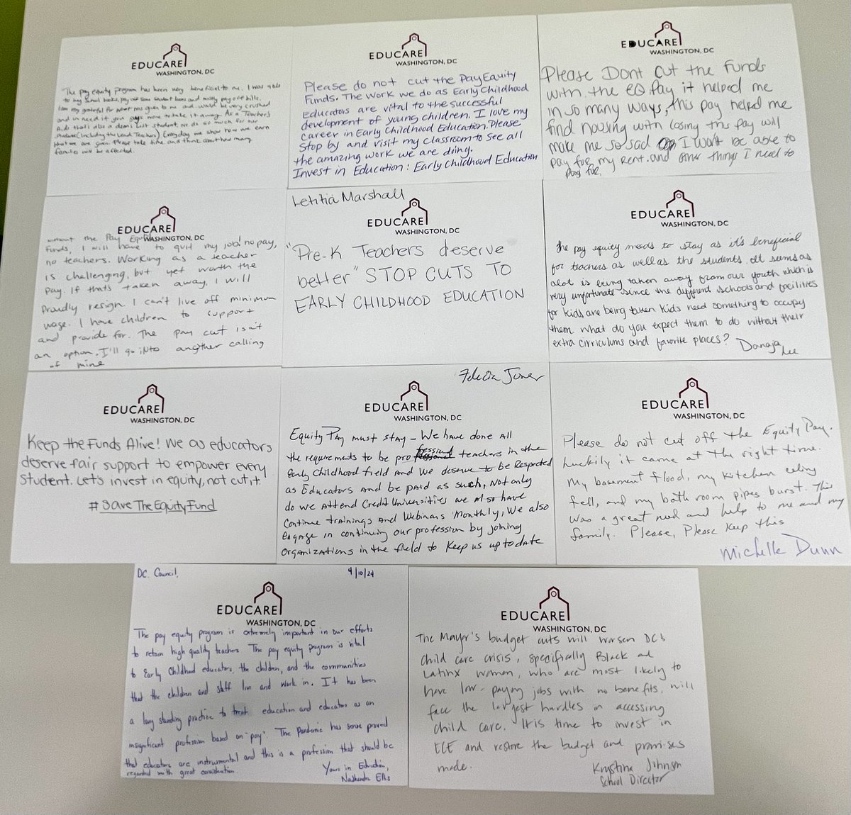 Yesterday we delivered letters from Educare DC teachers to the @councilofdc about what the #PayEquityFund means to them. The Council must keep its commitment to early childhood teachers and fully restore the Pay Equity Fund in the FY25 budget. #ProtectPEF