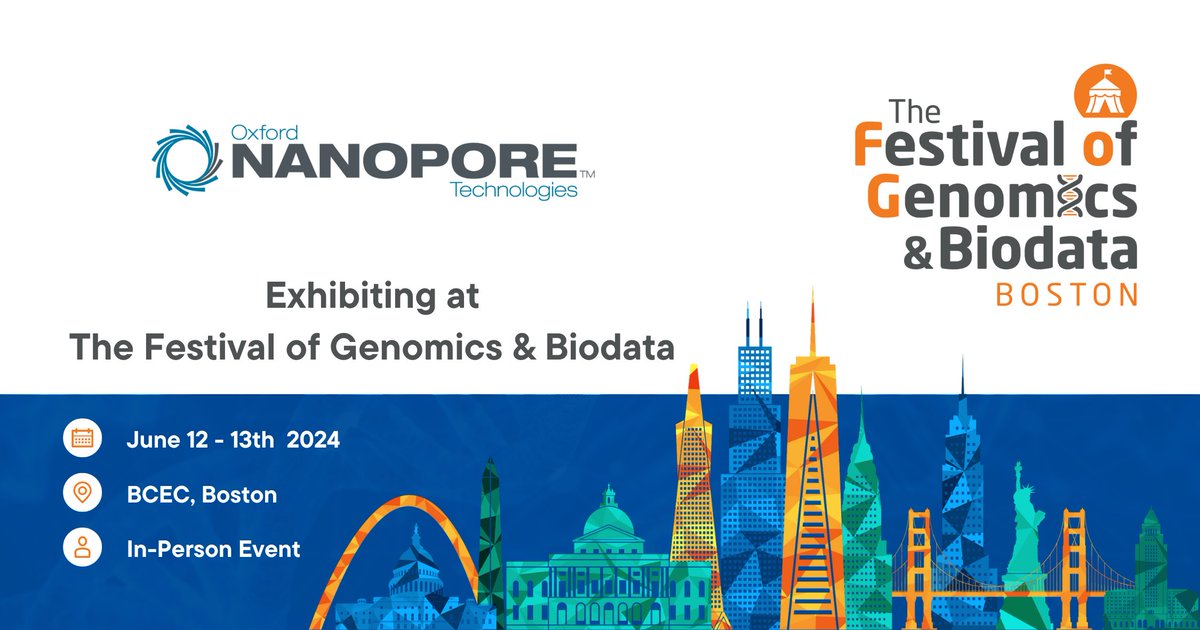 Don’t miss @nanopore exhibiting at The Festival of Genomics & Biodata in Boston in June! Grab your ticket here: hubs.la/Q02ty0Hl0 #FOGBoston