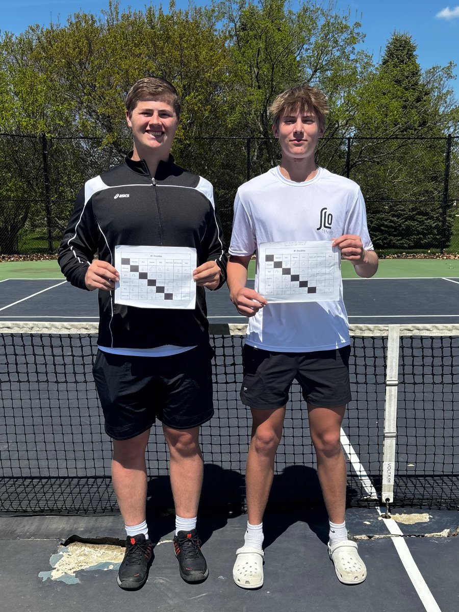 Congratulations to the Lakes Conference champions SLO Tennis! And 1st team all-conference doubles Evan &amp; Bennett! #champs #lakesconference #tennis #iahsaa #spiritlake #okoboji