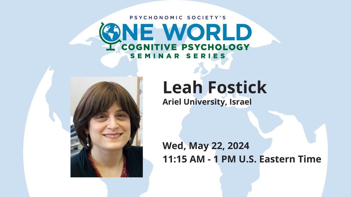 Join us for the upcoming One World Seminar “Different perceptual strategies in auditory processing” presented by Leah Fostick from Ariel University, Israel. Reserve your free ticket today! bit.ly/4aOs7KE