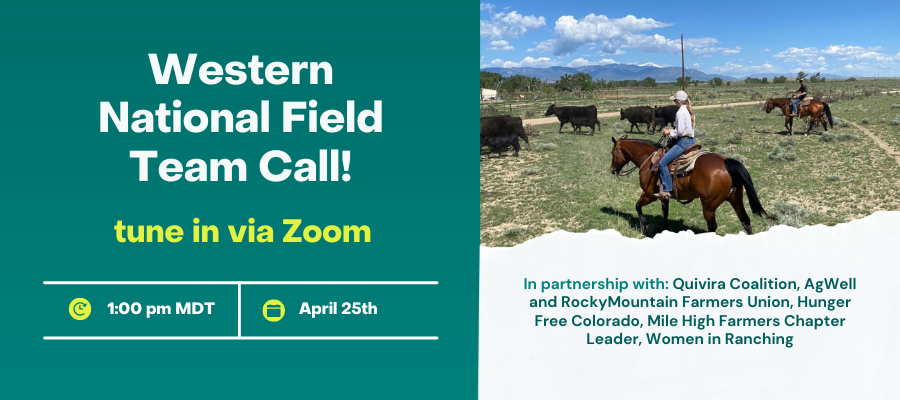 Don’t forget to register for our monthly National Field Team Call, where you can learn more about the work we are doing with our partners, fellows, and other farmers across the country and how you can get involved.  Come join us tomorrow at 1pm MT! support.youngfarmers.org/event/young-fa…