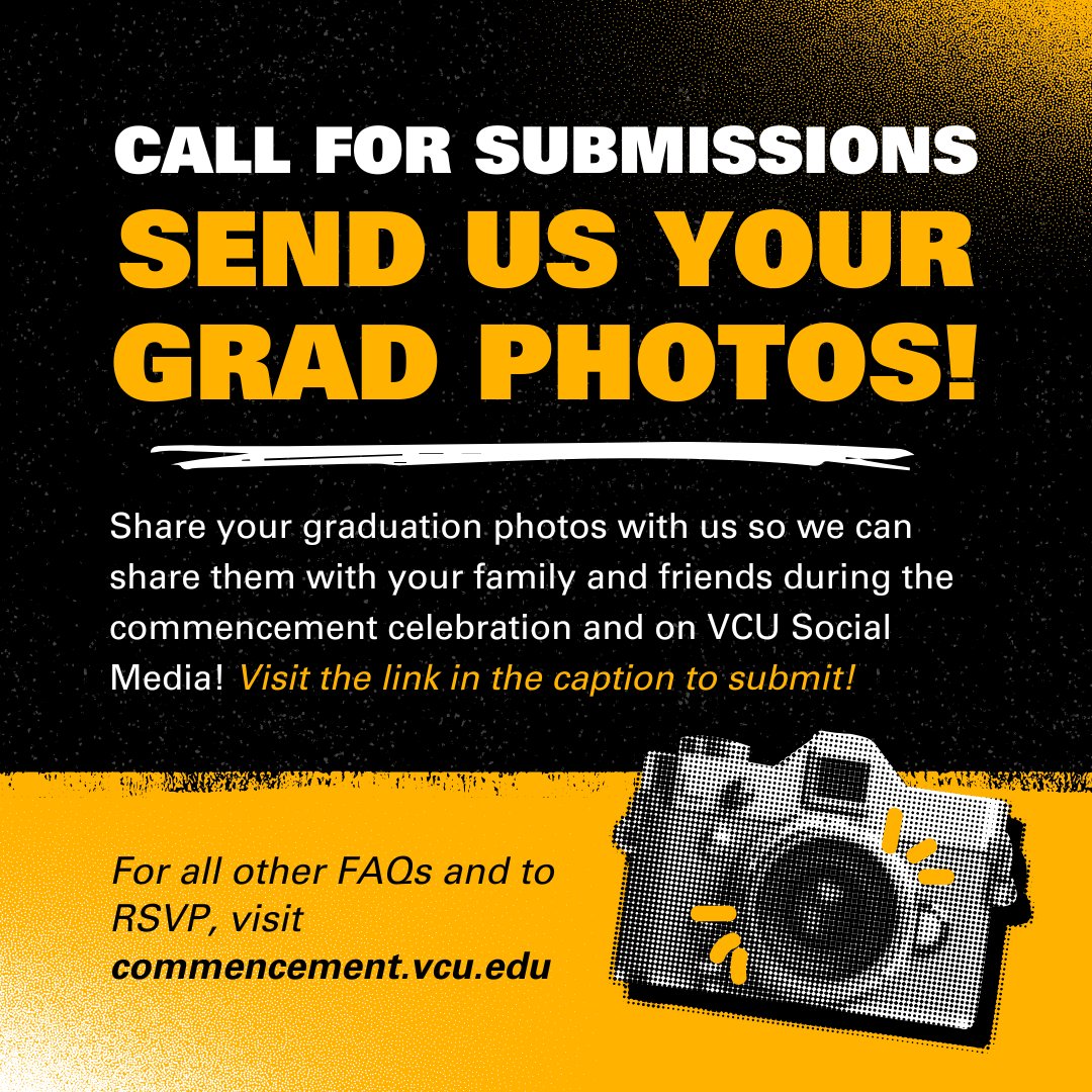 Congrats #VCU Class of 2024! Share your graduation photos with us so we can share them with your family and friends during the commencement celebration and on VCU Social Media! 🎓📸✨ #VCU2024 To submit your photos, visit: docs.google.com/forms/d/e/1FAI…