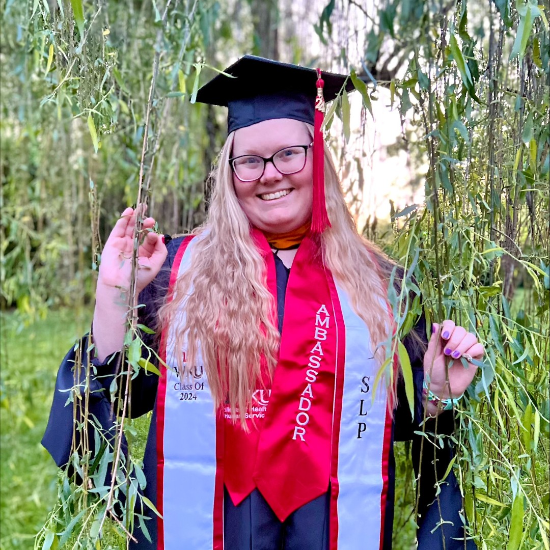 🎓Congratulations, Anna Sweets, CHHS student Ambassador! ◼️Masters in Speech Language Pathology ❤️Favorite moment: Tied between two: Studying/learning with my classmates in the Academic Complex and the library & playing music on South Lawn during my time in the marching band!