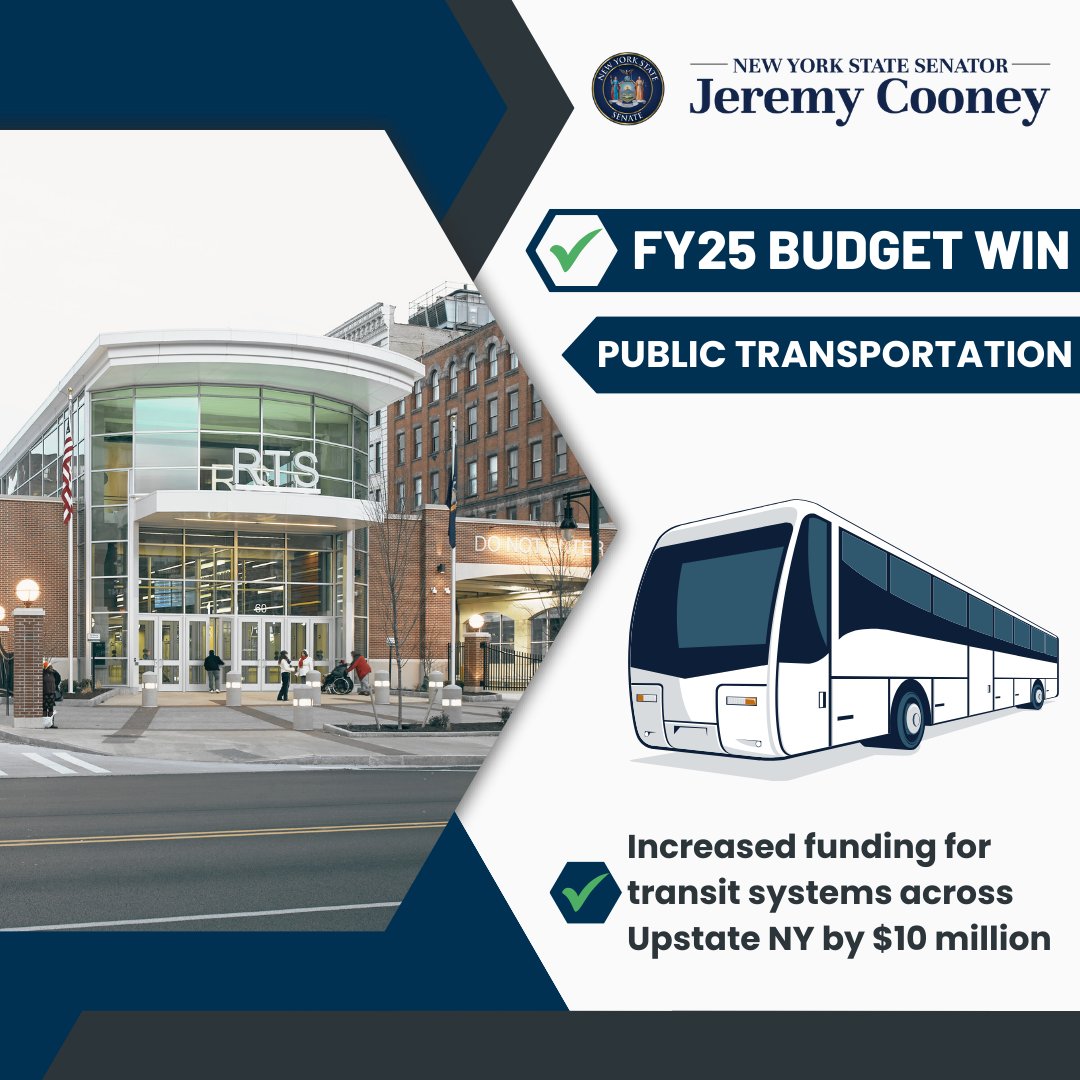 This year’s state budget invested an additional $10 million to support Upstate New York’s public transit systems - a transformative investment for @enjoyRTS and passengers across our community. 🚎🚎