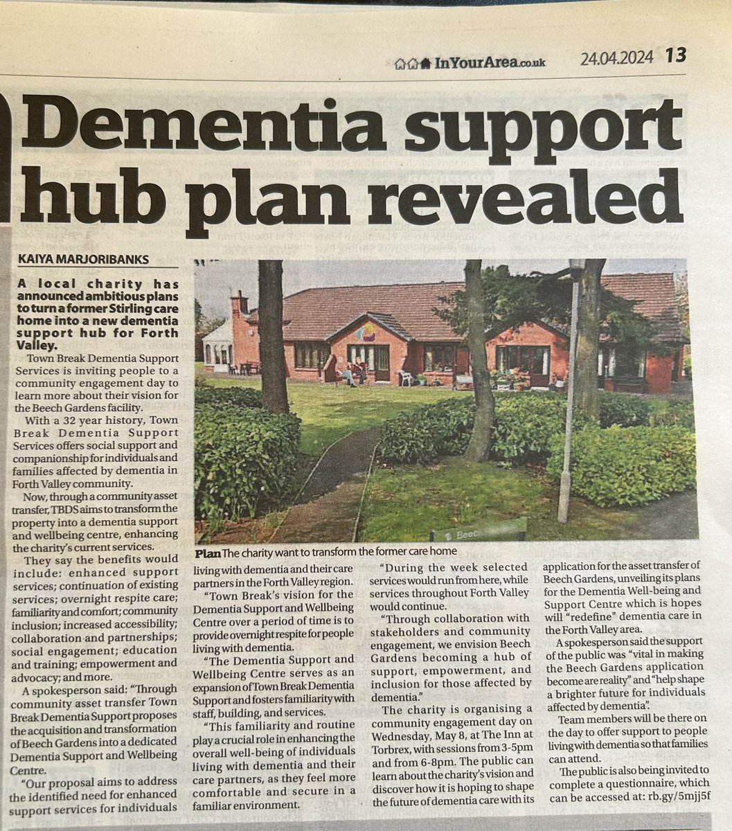 🗓️ Save the Date! Join us at our Community Engagement Day on Wednesday 8th May at The Inn at Torbrex. Choose from two-time slots: 15:00 - 17:00 or 18:00 - 20:00. No booking is required. Let's work together to shape Town Break's future and make a positive impact throughout FV!