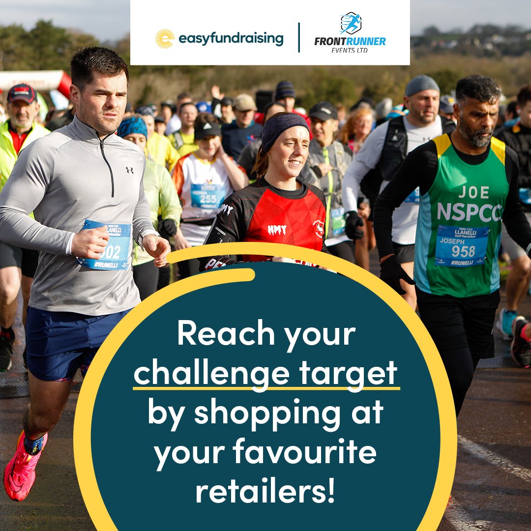 Shopping with your favourite retailers can earn you cashback toward your challenge target! Sign up to easyfundraising, our newest partner, and turn online shopping at over 8,000 retailers into free cashback. Reach your target fast; sign up now: easyfundraising.org.uk/front-runner-e…

@easyuk
