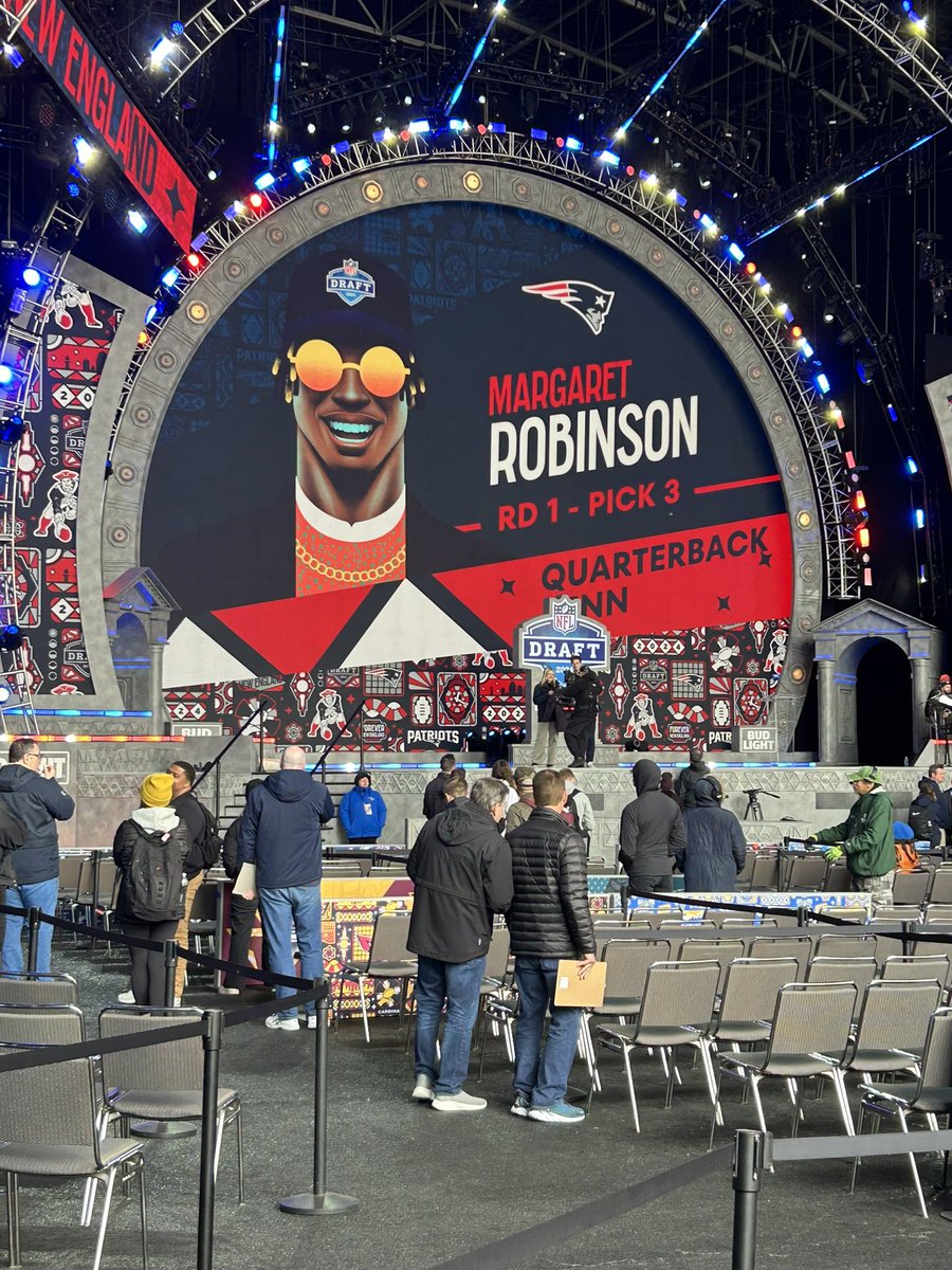 A surprise pick for the #Patriots at No. 3 (in rehearsal).