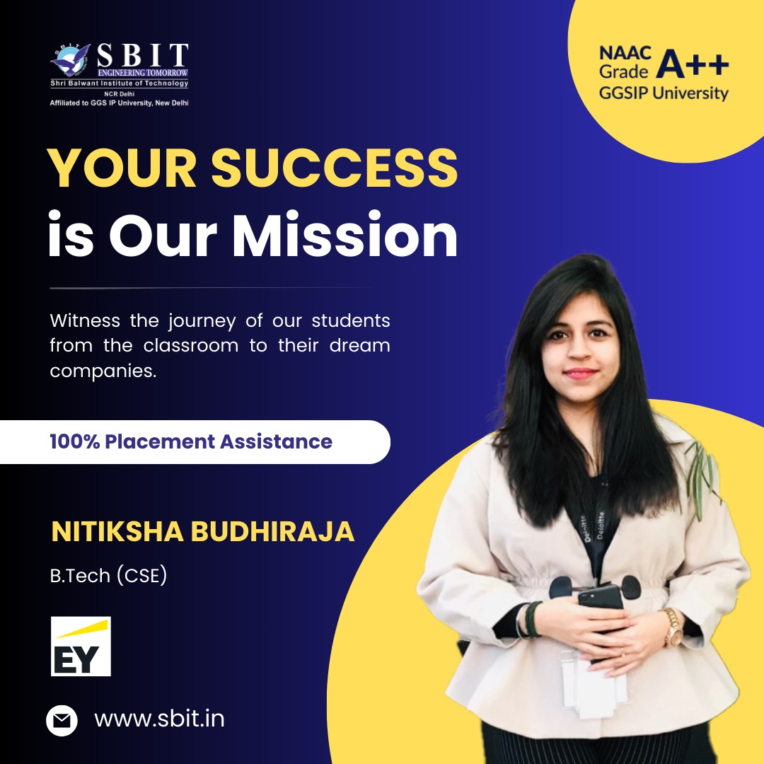 From student to success story! 🎓 

Excited to share the incredible journey of our alumna Nitiksha Budhiraja, who's making waves in the tech industry. Check out her inspiring story and see how our alma mater continues to shape leaders! 

#AlumniSpotlight #SBITPride