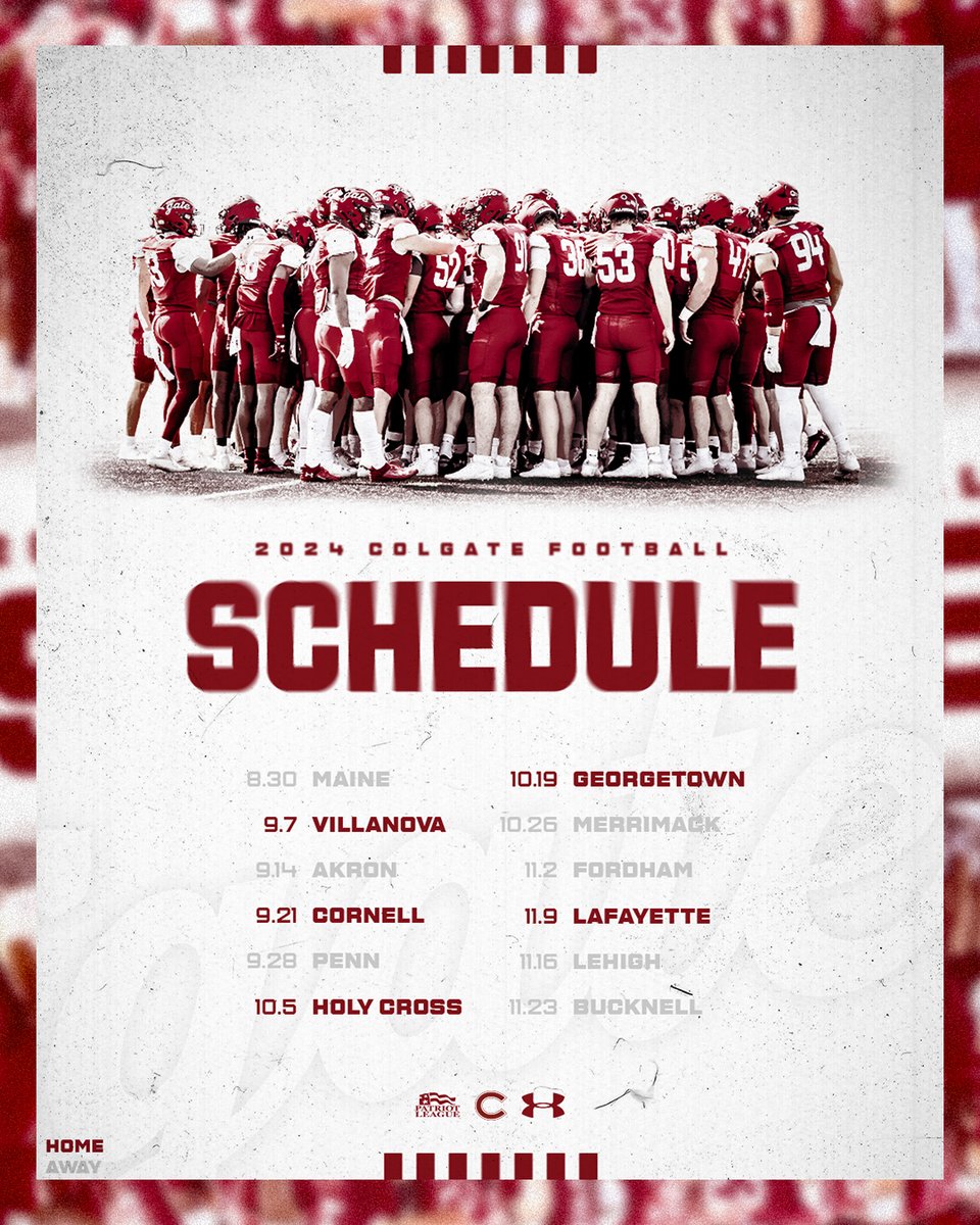 Get hype, Hamilton‼️ The 2024 Colgate Football schedule is here 🗓🍿 📰 | bit.ly/49Xy2M9 #GoGate | #ThreeForTheGate