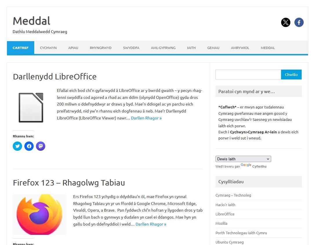 Meddal - trysorfa o wybodaeth am feddalwedd yn Gymraeg. 🏴󠁧󠁢󠁷󠁬󠁳󠁿 Sut i gael y gorau o Windows, MacOS, iOS ac Android yn Gymraeg Rhaglenni cyfathrebu, pori a gwaith 🤔 Gwefan: meddal.com #yagym #Cymraeg