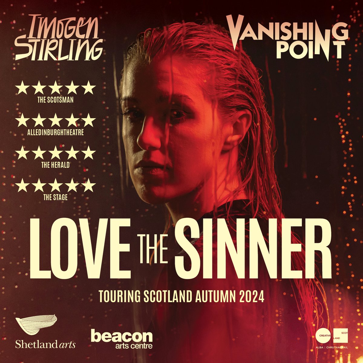 🔥 Love The Sinner, 2024 Tour Dates Announced! 🔥 The electrifying and pulsating Love The Sinner will tour 10 venues across Scotland this year after sell out runs and critical acclaim in 2023. Dates below. Find out more here - vanishing-point.org/love-the-sinner 📸 @mihaelabodlovic 1/4