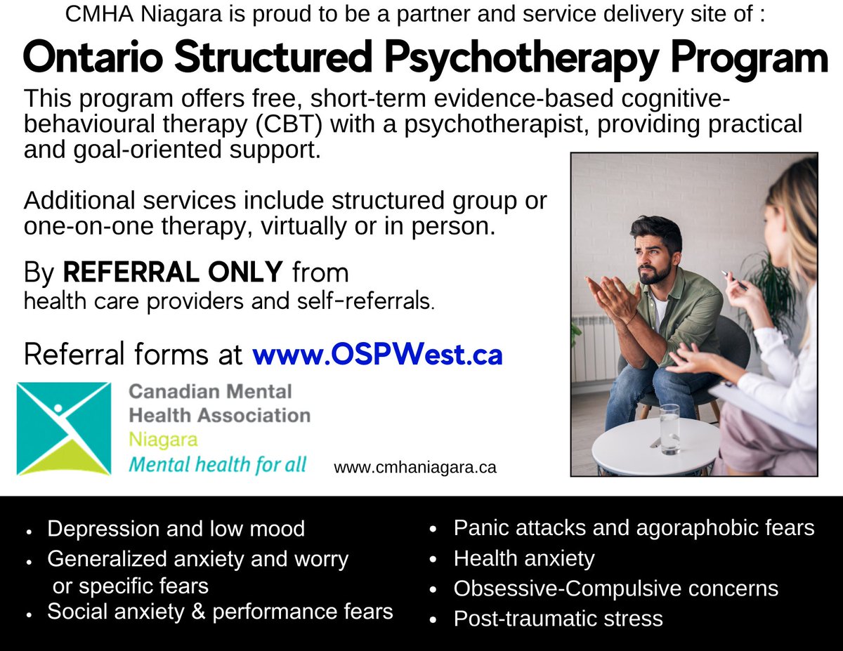 Discover support through the OSP Program, a compassionate service for adults (18 years and older) dealing with depression, anxiety, and related challenges. CMHA Niagara offers this free service with health care provider referral or self-referral at OSPWest.ca