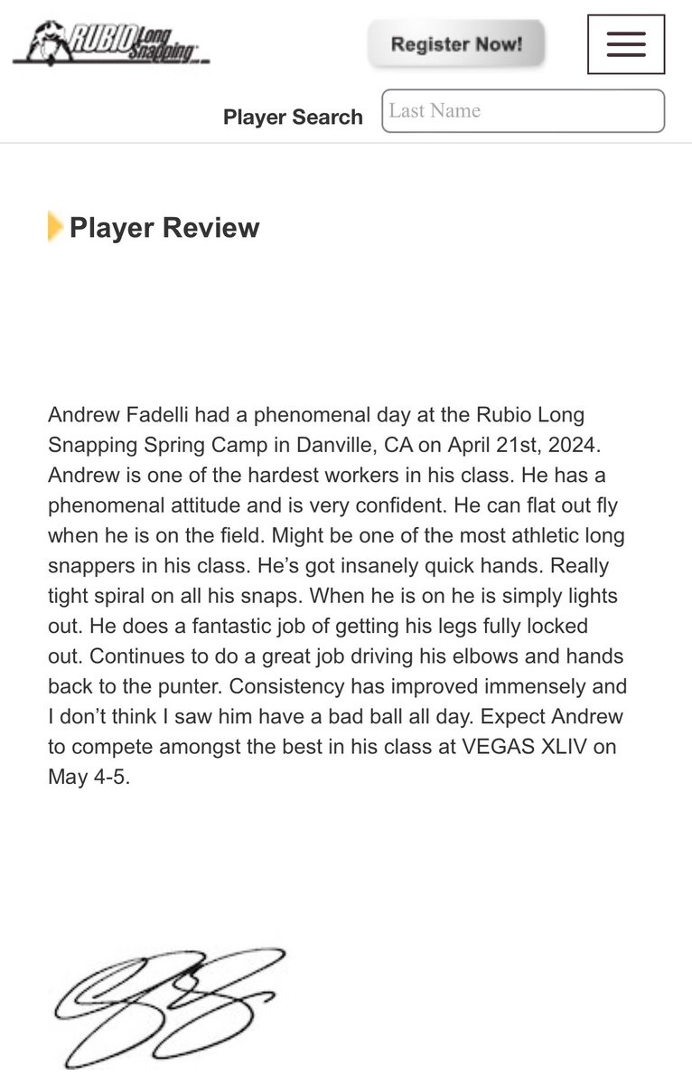 After a great @TheChrisRubio camp I am grateful to have earned a 4.5⭐️ LS ranking! Excited to keep working! Thank you for the great camp and great review! @DariusBell_3 @coachwalsh20 @coachmons @RonOrtiz77 @CruzARubio @PadreFootball_ @BrandonHuffman