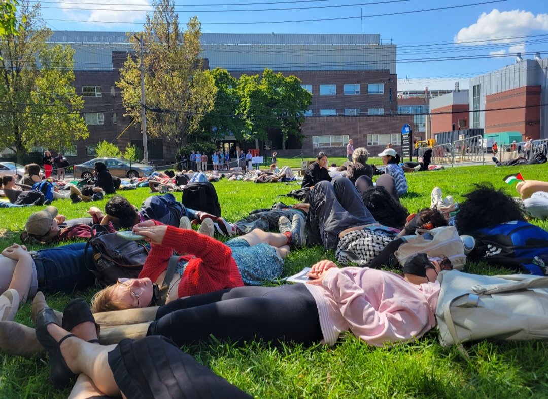 Die-in protest at University of Delaware in front of Biden School of Public Policy & Administration